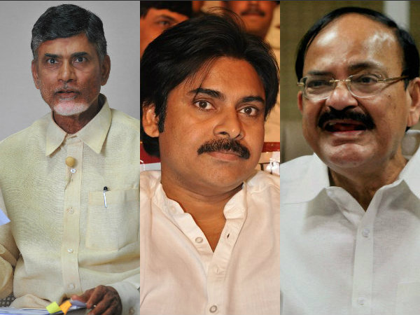 Pawan Kalyan joins Venkaiah Naidu, Dilemma on Telugudeam Pawan Kalyan joins Venkaiah Naidu, Dilemma on Telugudeam