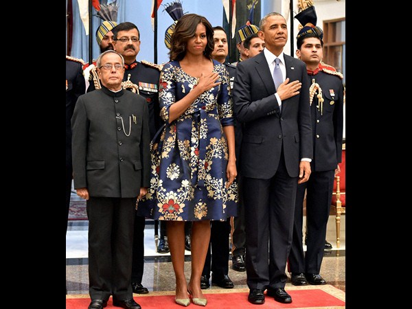  రాష్ట్రపతి విందులో అమెరికా అధ్యక్షుడు బరాక్ ఒబామా 