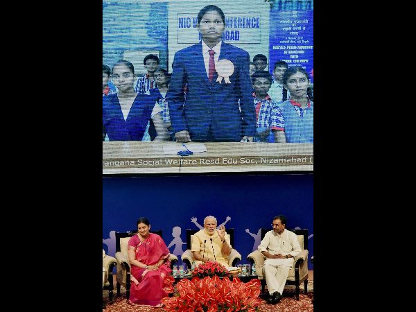  Lambada girl Malavath Poorna interacts with Modi