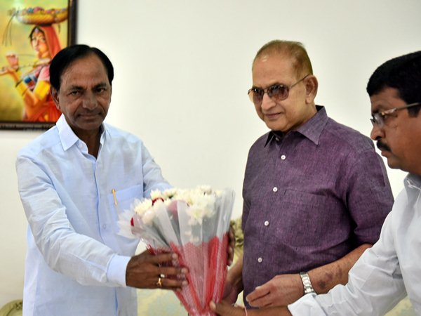 Super star Krishna meets KCR in camp office