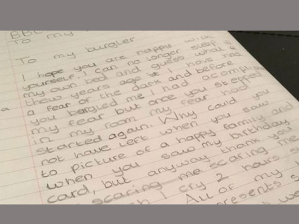 Heartbroken 11 year old girl's open letter to burglars who stole her birthday presents Heartbroken 11 year old girl's open letter to burglars who stole her birthday presents