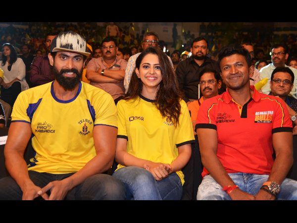  తెలుగు టైటాన్స్ మ్యాచ్‌లో రానా, రకుల్ సందడి