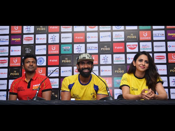 తెలుగు టైటాన్స్ మ్యాచ్‌లో రానా, రకుల్ సందడి