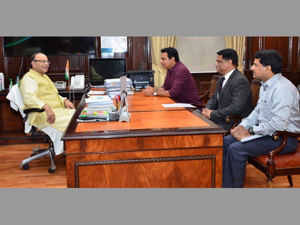 KTR speaks to media after meeting Arun Jaitley