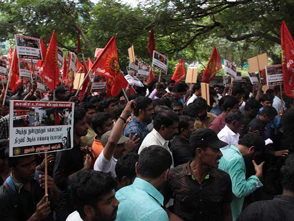 Anti-Karnataka protest in Chennai.