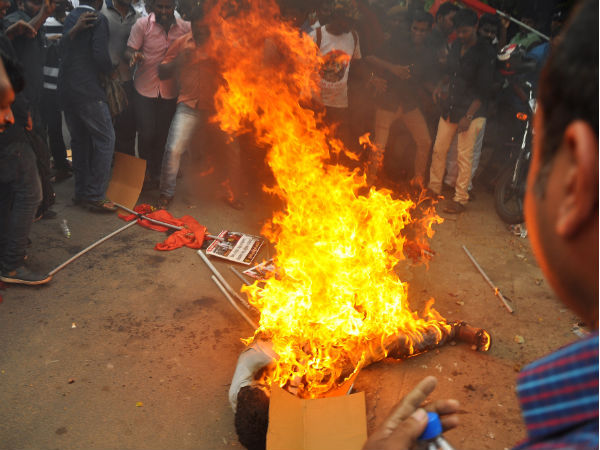 Anti-Karnataka protest in Chennai.