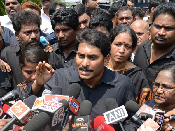 YSR Congress MLAs elect stage dharna in front of gandhi statue YSR Congress MLAs elect stage dharna in front of gandhi statue