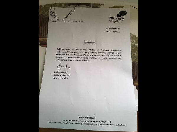  DMK Chief Dr M Karuananidhi has been hospitalised yet again