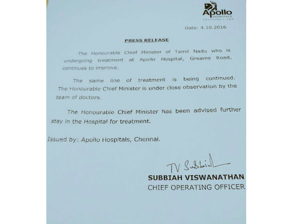 According to a statement put out by Apollo Hospitals