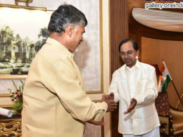 Telugu States CMs meet in Governors Raj Bhavan Telugu States CMs meet in Governors Raj Bhavan