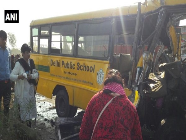 Six kids, driver killed as DPS school bus collides with truck in Indore Six kids, driver killed as DPS school bus collides with truck in Indore