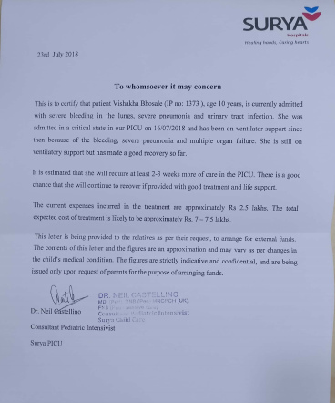 10-year-old Vishaka Needs Your Support In Fighting Multiple Organ Failure