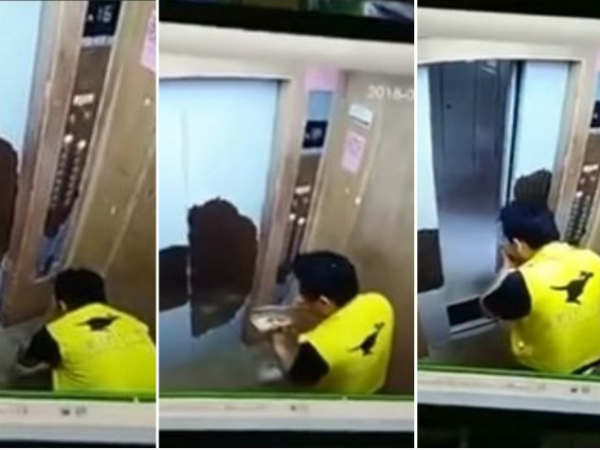 నోటితోనే తినేశాడు..