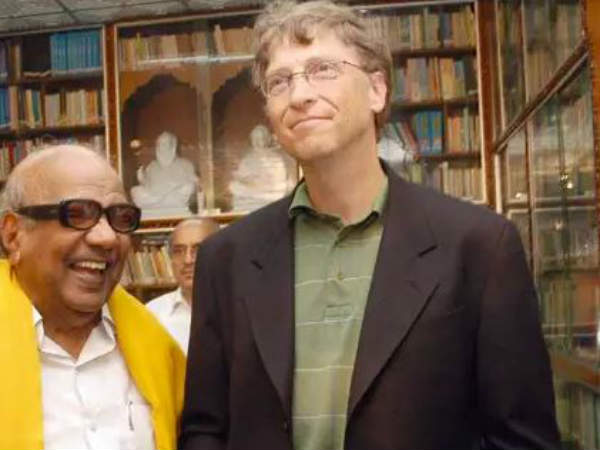 కరుణానిధి ఇంటికి బిల్ గేట్స్