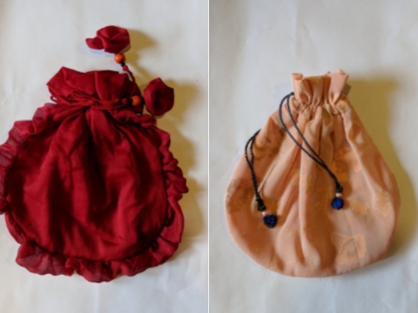 పాత బట్టలపై కొత్త డిజైన్లతో పొట్లి బ్యాగులు