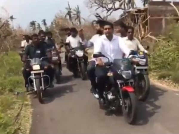 బైక్‌లపై తుఫాను ప్రభావిత ప్రాంతాల్లో మంత్రి లోకేష్
