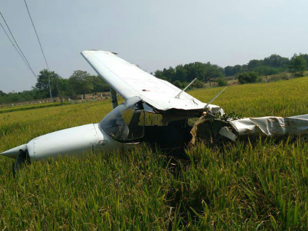 training flight falls in agricultural field at rangareddy district