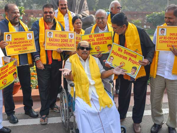 Naramalli Sivaprasad dressed up like the late DMK leader M Karunanidhi 