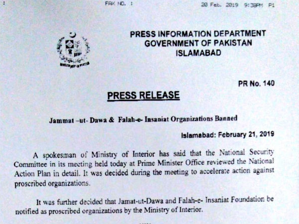 Pak U-turn: Despite claiming JuD, FiF is ‘banned’, keeps them ‘Under Watch’ list