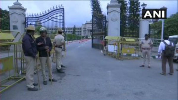 Karnataka BJP legislators go for morning walk in Assembly premises in Bengaluru after protest over night dharna