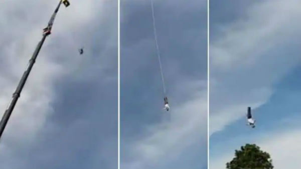 chilling Moment When Rope Breaks Mid-Air on 100m Plunge chilling Moment When Rope Breaks Mid-Air on 100m Plunge