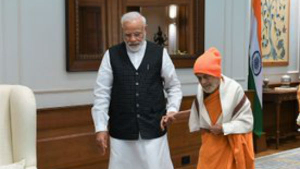 PM Narendra Modi has met Sri Vishvesha Teertha Swamiji of the Sri Pejawara Matha on the occasion of Guru Purnima