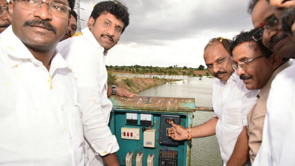 Krishna Water released to Handri Neeva Sujala Sravanthi project from jeedipalli reservoir 