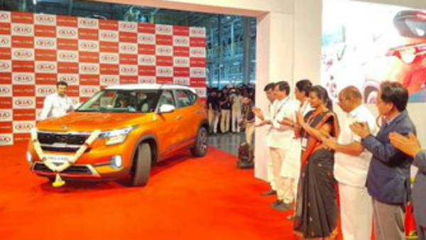  kia seltos car launched by ministers of Andhra Pradesh at Penukonda plant in Ananthapur District