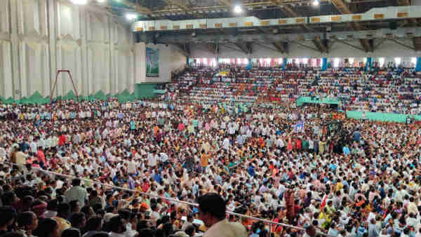 tsrtc strike jac held sakala janabheri at hyderabad saroornagar stadium