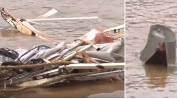 Dharmadi satyam team success in found the boat capsized in River Godavari and brought up to out side