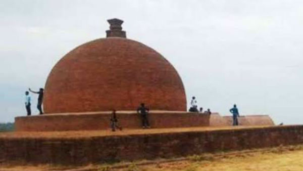 Andhra Pradesh: A portion of the Mahastupa in Thotlakonda Buddhist Complex has collapsed