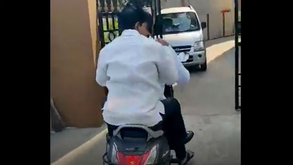 స్కూటర్పై దేవినేని స్కూటర్పై దేవినేని