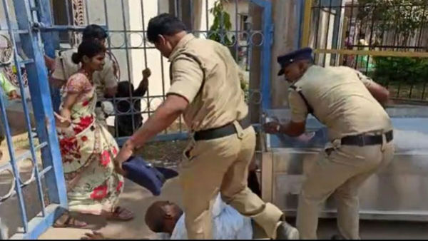 అమ్మాయి తండ్రిని కాలితో తన్నిన కానిస్టేబుల్..