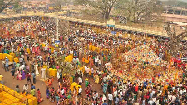 అధికార లాంచనాలతో, గిరిజన సంప్రదాయాలతో గద్దె మీదకు సమ్మక్క అధికార లాంచనాలతో, గిరిజన సంప్రదాయాలతో గద్దె మీదకు సమ్మక్క