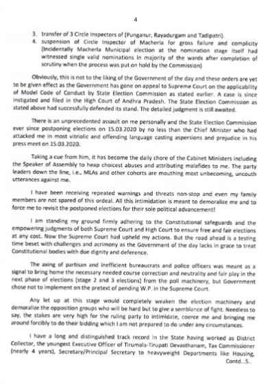 ap sec nimmagadda ramesh denied seeking protection from center, says did not write any letter ap sec nimmagadda ramesh denied seeking protection from center, says did not write any letter