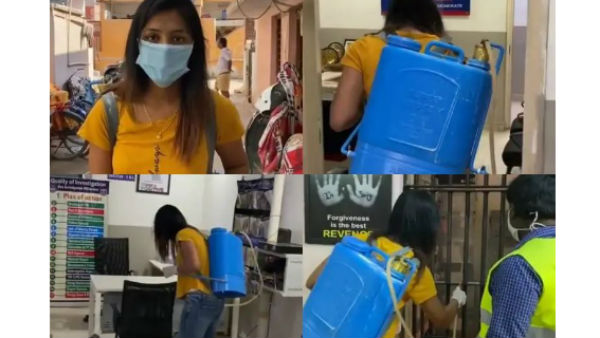 lockdown: hyderabad TikTok star Meenal disinfect malkajgiri station, police says no permission lockdown: hyderabad TikTok star Meenal disinfect malkajgiri station, police says no permission