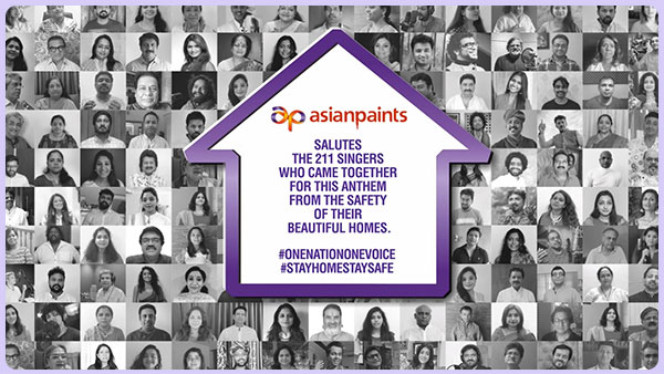 Asian paints sponsors one nation one voice anthem to support nations fight against Coronavirus
