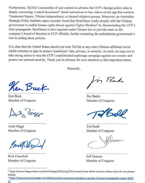 US Congress writes to Trump urge to take strong action to stop CCPs espionage campaign US Congress writes to Trump urge to take strong action to stop CCPs espionage campaign