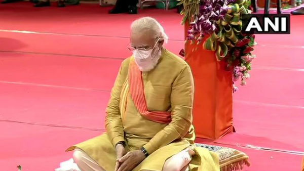 Prime Minister Narendra Modi takes part in Ram Temple Bhoomi Pujan at Ayodhya