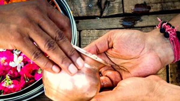 How to take Tirtha Prasadam given in Temples? How to take Tirtha Prasadam given in Temples?