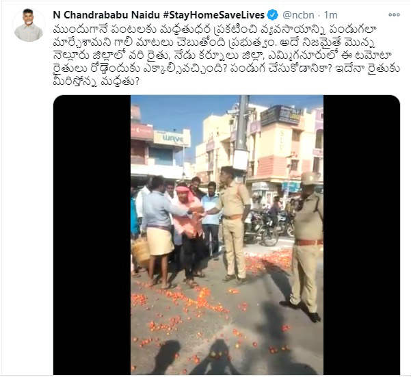 govt supports farmers, why they come on roads, tdp chief naidu questions jagan