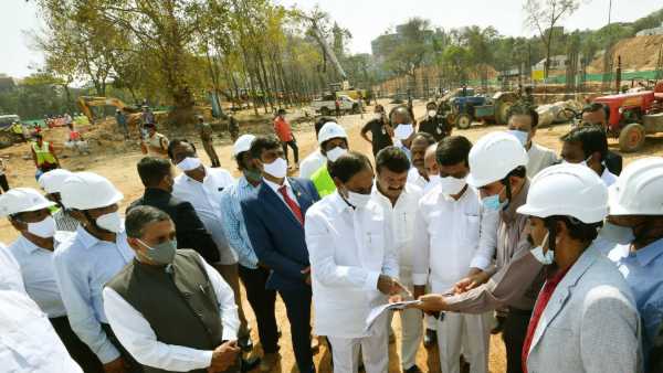 CM KCR inspects new Secretariat construction, orders to Speed Up works