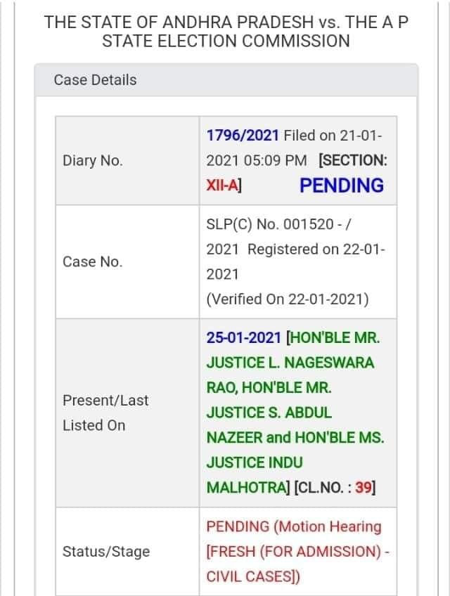 AP Panchayat elections row: govt petition transferred from Justice L Nageswara Rao bench