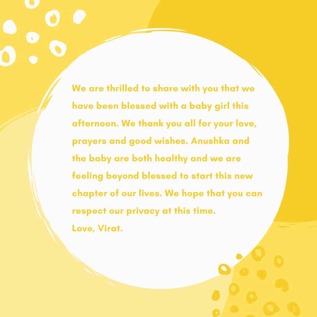 Anushka Sharma gives birth to baby girl, YSRCP MP Nathwani wishes Virushka couple