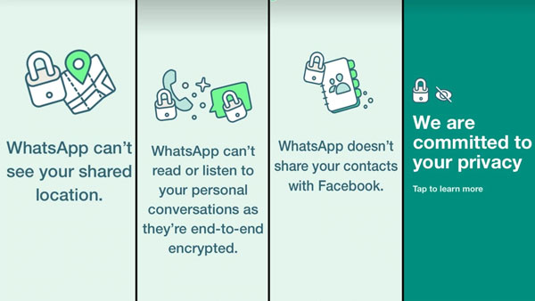 WhatsApp shares WhatsApp status to give assurance on user privacy..