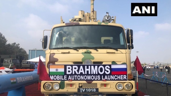 BrahMos supersonic cruise missile displayed at Aero India show in Bengaluru in coastal defence role