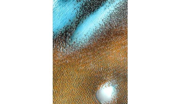 NASA shares image of a sea of blue dunes on Mars taken by the Odyssey orbiter NASA shares image of a sea of blue dunes on Mars taken by the Odyssey orbiter