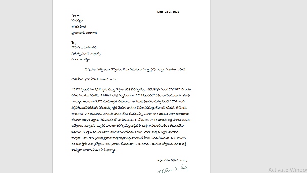 ys sharmila write letter to cs somesh kumar