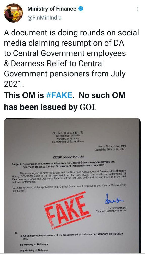 fact check is it true central govt restored dearness allowance to employees
