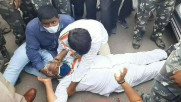 congress mlc jeevan reddy fell down while police trying to arrest him in jagtial congress mlc jeevan reddy fell down while police trying to arrest him in jagtial